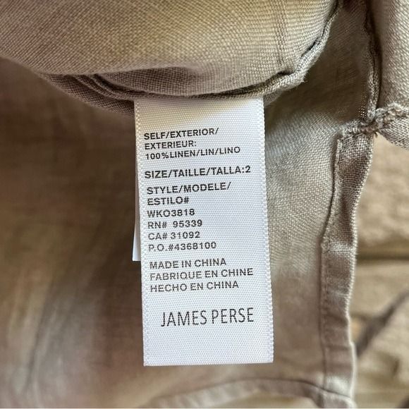 James Perse Canyon 100% Linen Button Up Shirt & Short Set Silt Pigment 2 Medium - Picture 9 of 12